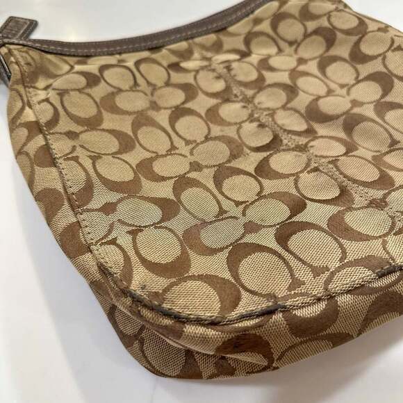 Coach Chelsea Signature Brown Canvas Hobo Shoulder Bag Y2K - Picture 9 of 14